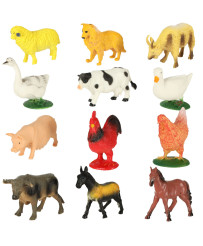 Figurines farm animals set cow horse 12pcs