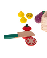 Wooden vegetables for cutting on a magnet in a box + accessories