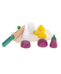 Wooden vegetables for cutting on a magnet in a box + accessories