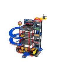 Parking garage double-decker gas station car wash