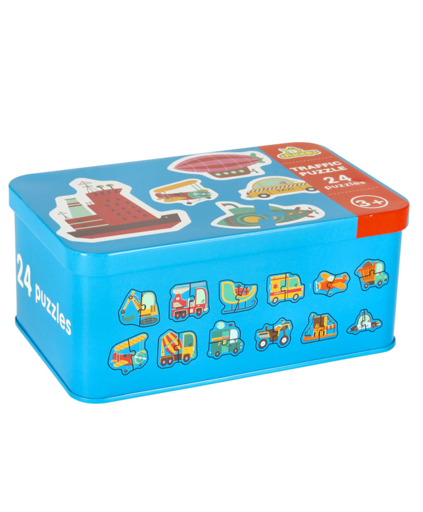 Puzzle in a can vehicles 24 puzzles