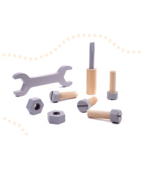 Workshop with tools wooden on table DIY set