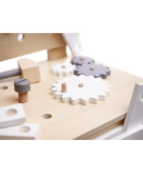 Workshop with tools wooden on table DIY set