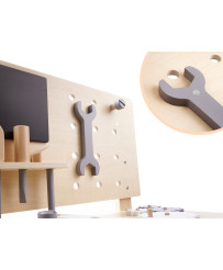 Workshop with tools wooden on table DIY set