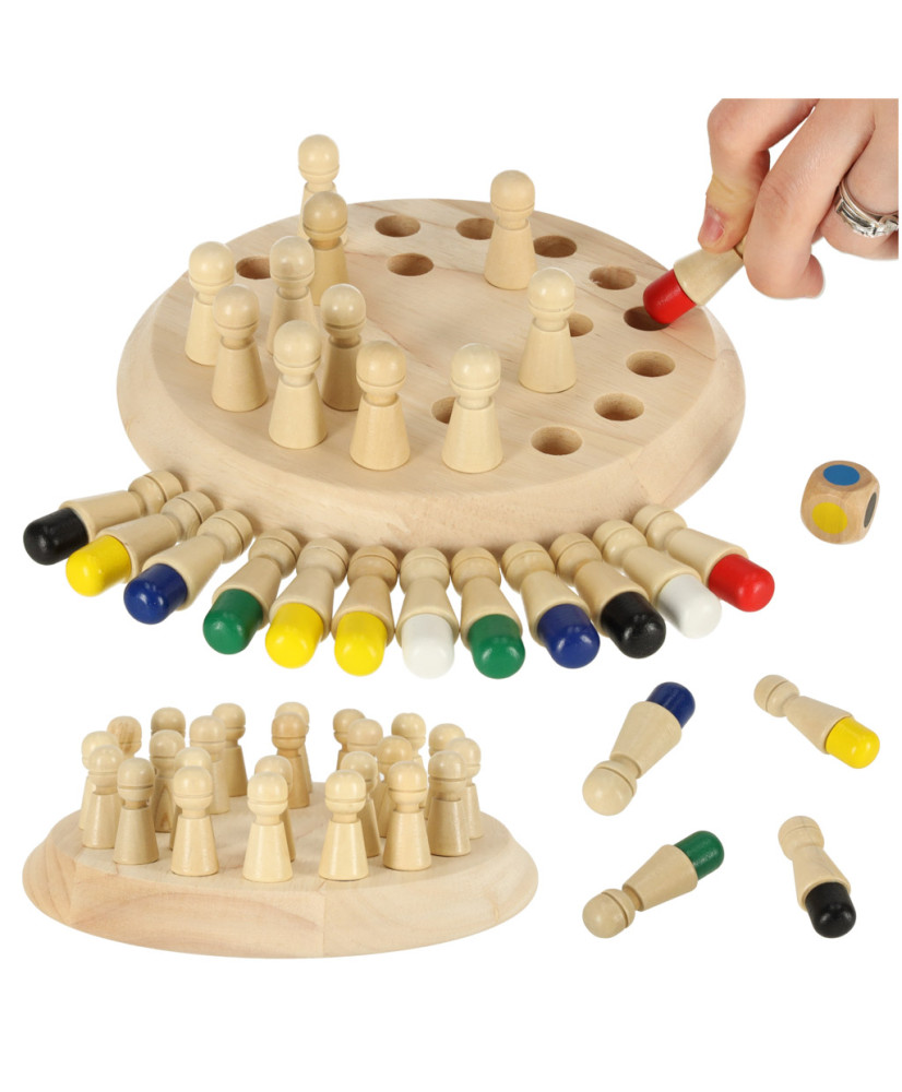 Memory Chinese puzzle game match colors wooden