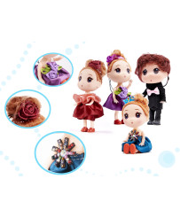 Doll house doll 3 girls + 1 boy set of 4pcs. 12cm