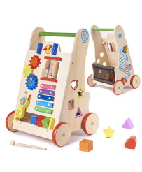 Pusher wooden walker educational cube 6in1