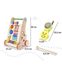 Pusher wooden walker educational cube 6in1