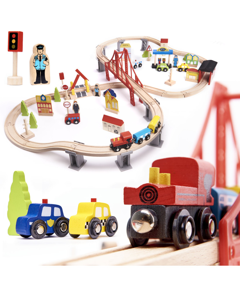 Wooden train car track + 70el