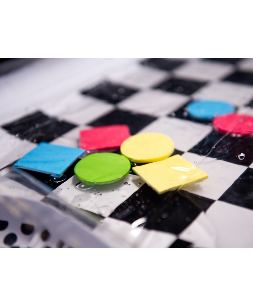Water inflatable mat contrasting black and white checkerboard 65cm x 50cm