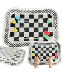 Water inflatable mat contrasting black and white checkerboard 65cm x 50cm