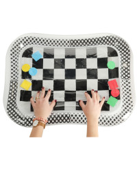 Water inflatable mat contrasting black and white checkerboard 65cm x 50cm