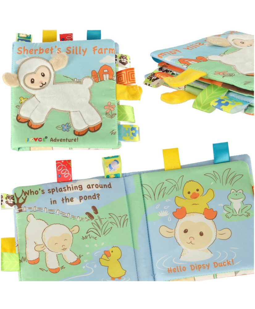 Sensory book teether tag sheep