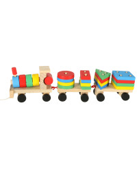 Wooden sorter dexterity puzzle train locomotive + wagons 30cm