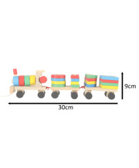 Wooden sorter dexterity puzzle train locomotive + wagons 30cm