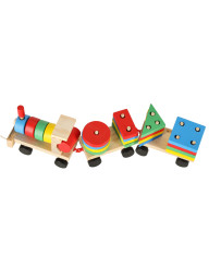 Wooden sorter dexterity puzzle train locomotive + wagons 30cm
