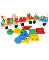 Wooden sorter dexterity puzzle train locomotive + wagons 30cm