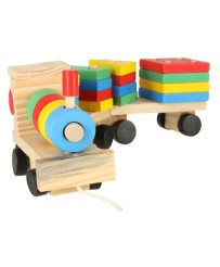 Wooden sorter dexterity puzzle train locomotive + wagons 30cm