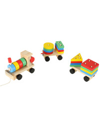 Wooden sorter dexterity puzzle train locomotive + wagons 30cm