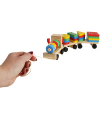 Wooden sorter dexterity puzzle train locomotive + wagons 30cm