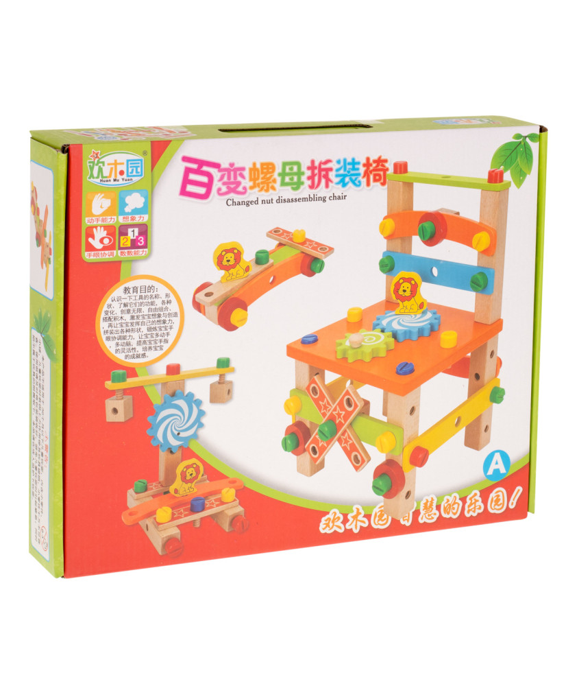 Workshop educational chair wooden blocks construction set 49el.