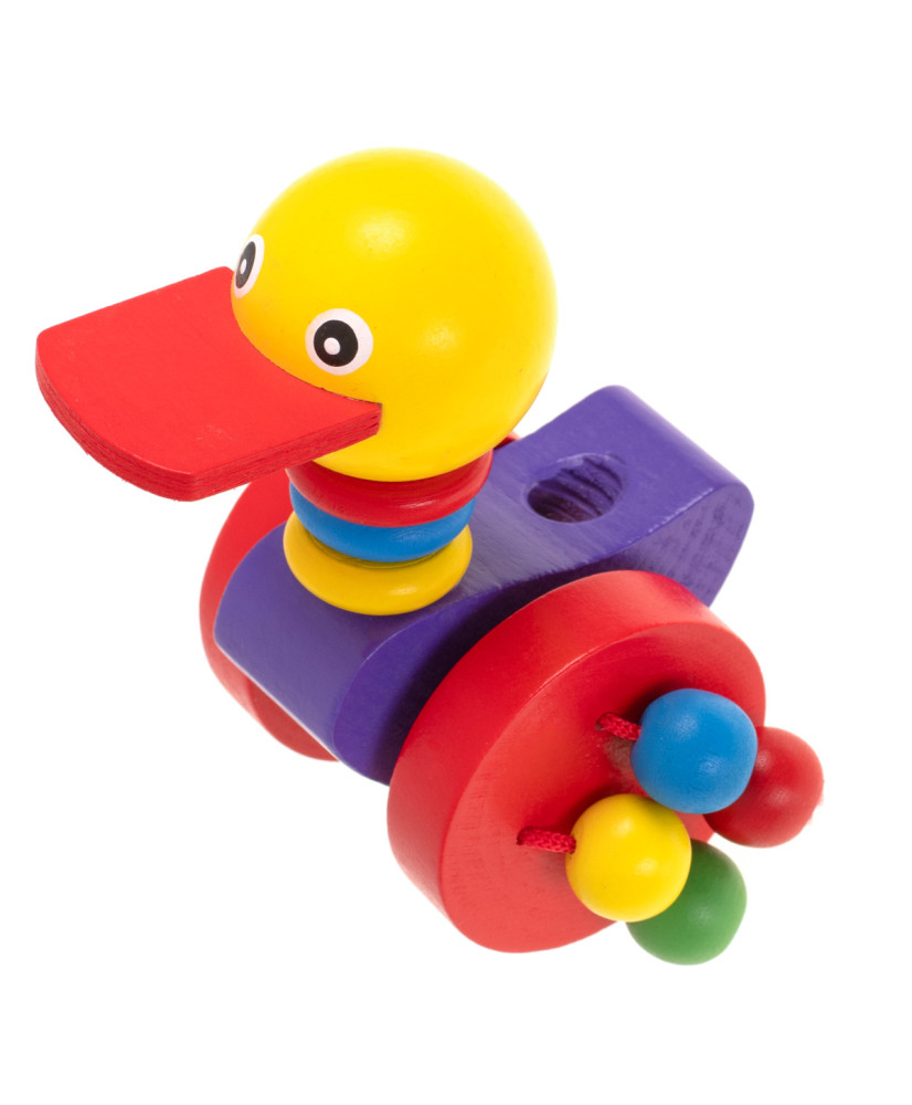 Pusher on a stick wooden walking duck