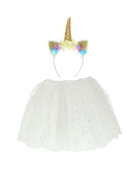 Unicorn carnival costume headband+skirt white 3-6 years old