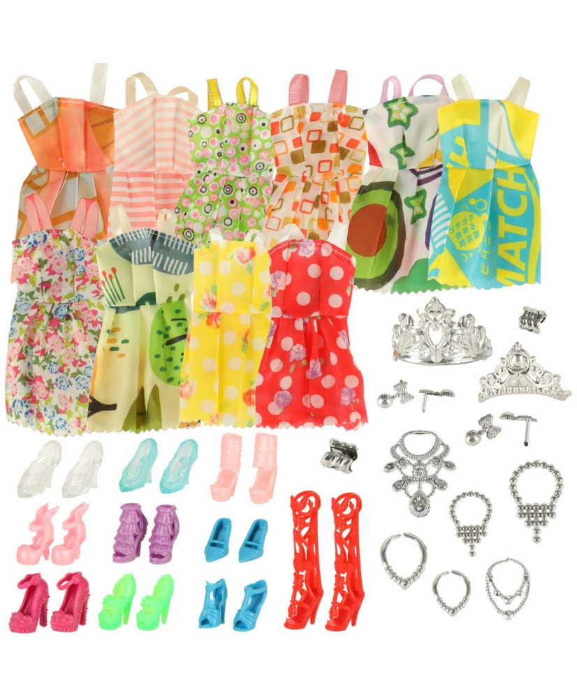 Doll clothes + accessories set of 43 el.