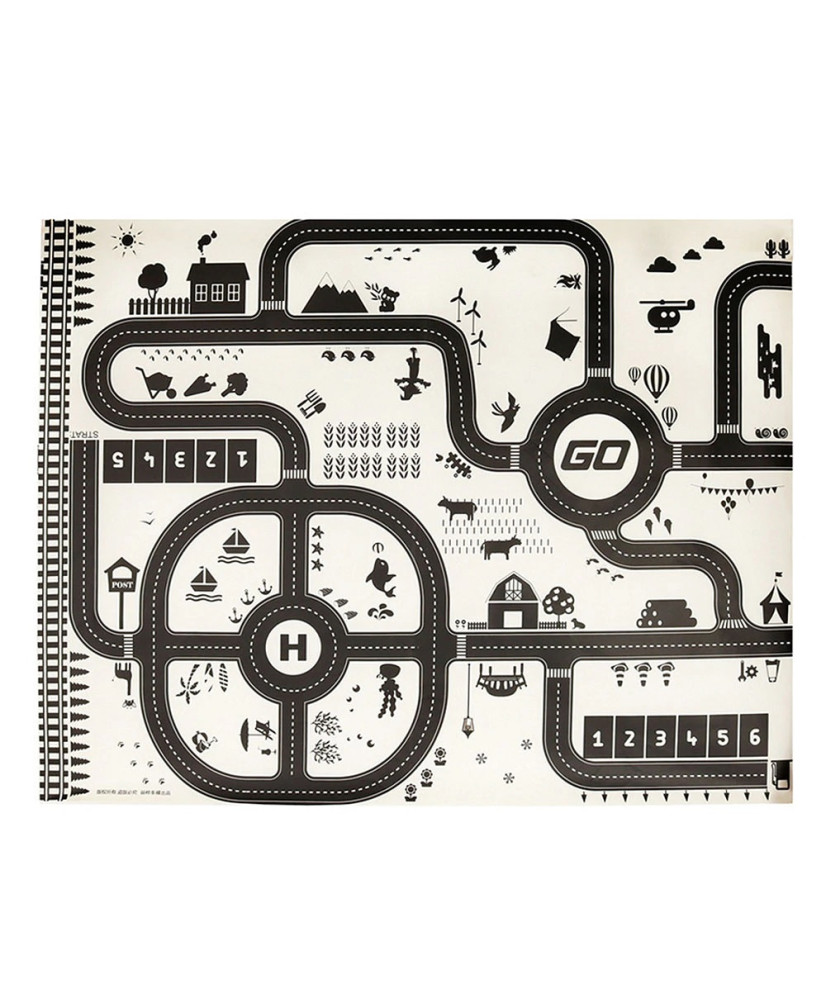 Play mat city street + street signs waterproof cream 130x100cm