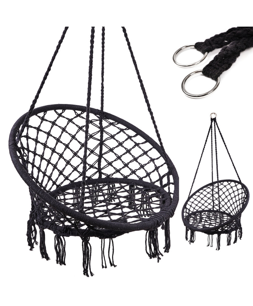 Stork's nest chair swing with backrest black 80cm