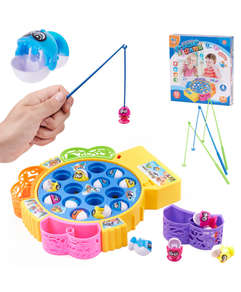 Fish family game fishing 15 fish + 4 rods