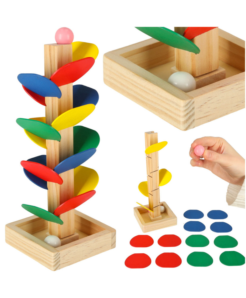 Educational tree wooden blocks ball track