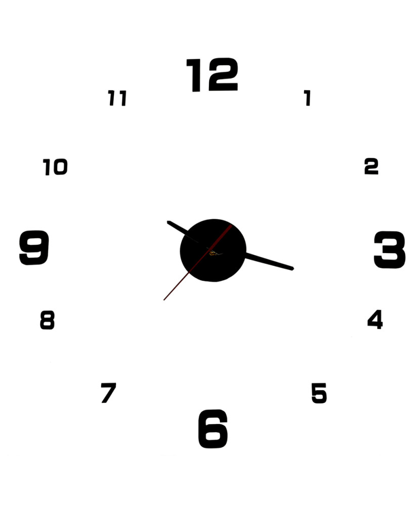 Wall clock black 4 large numerals