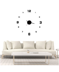 Wall clock black 4 large numerals
