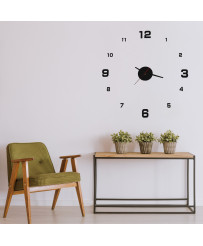 Wall clock black 4 large numerals