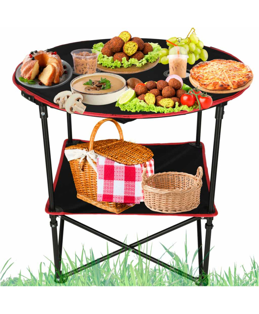 Travel table folding with cover black