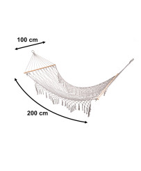 Garden hammock boho mesh tassel 200cm grey
