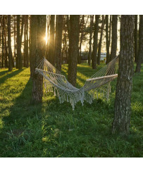 Garden hammock boho mesh tassel 200cm grey