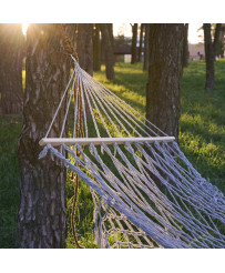 Garden hammock boho mesh tassel 200cm grey