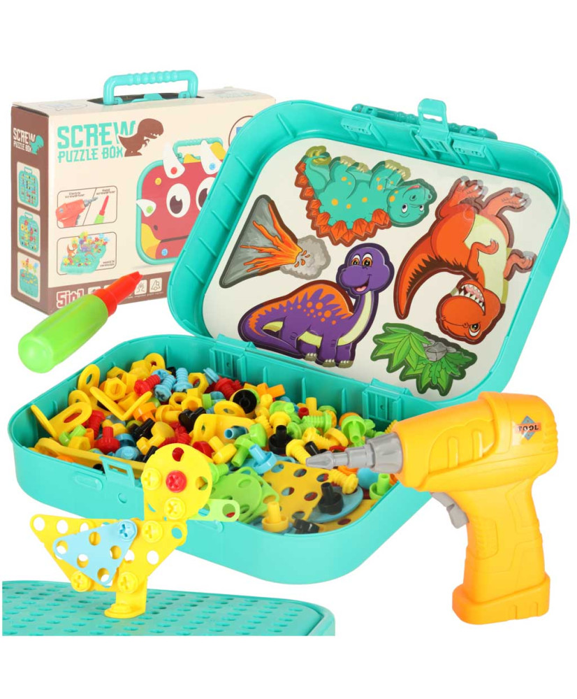 Construction blocks in a suitcase + dino screwdriver