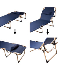 Field bed folding tourist bed canada navy blue