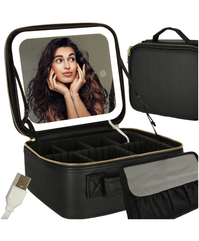 Cosmetics organizer with mirrors black