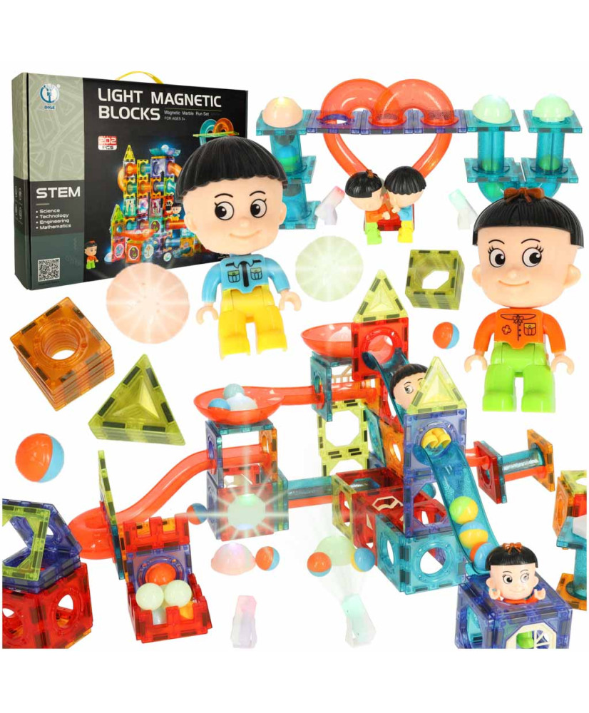 Magnetic blocks marble ball track glowing 202 pieces