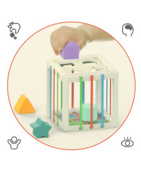 Flexible cube sensory puzzle plug-in blocks square with shape sorter