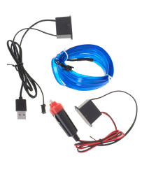 LED ambient lighting for car / auto USB / 12V tape 3m blue