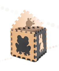 Children's foam mat puzzle 9el. beige-brown-black 85cm x 85cm x 1cm