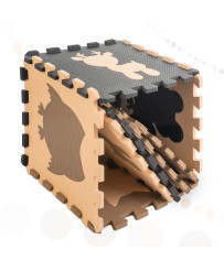 Children's foam mat puzzle 9el. beige-brown-black 85cm x 85cm x 1cm