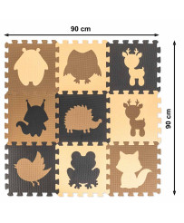 Children's foam mat puzzle 9el. beige-brown-black 85cm x 85cm x 1cm