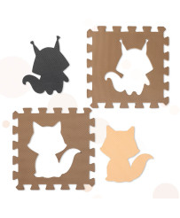 Children's foam mat puzzle 9el. beige-brown-black 85cm x 85cm x 1cm