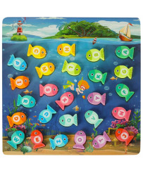 Montessori wooden fish fishing magnet game